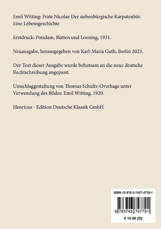 Produktbild: Frate Nicolae Der siebenb&uuml;rgische Karpatenb&auml;r