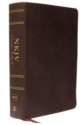 Produktbild: NKJV Study Bible, Premium Calfskin Leather, Brown, Full-Color, Red Letter Edition, Indexed, Comfort Print