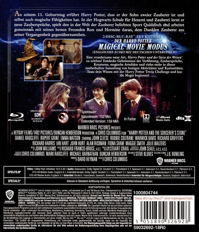 Produktbild: Harry Potter und der Stein der Weisen - Jubil&auml;ums-Edition 20 Jahre Magische Momente - Magical Movie Mode
[2 BRs]