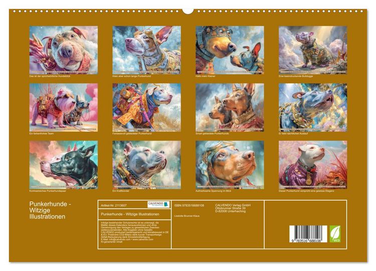 Produktbild: Punkerhunde - Witzige Illustrationen (hochwertiger Premium Wandkalender 2026 DIN A2 quer), Kunstdruck in Hochglanz