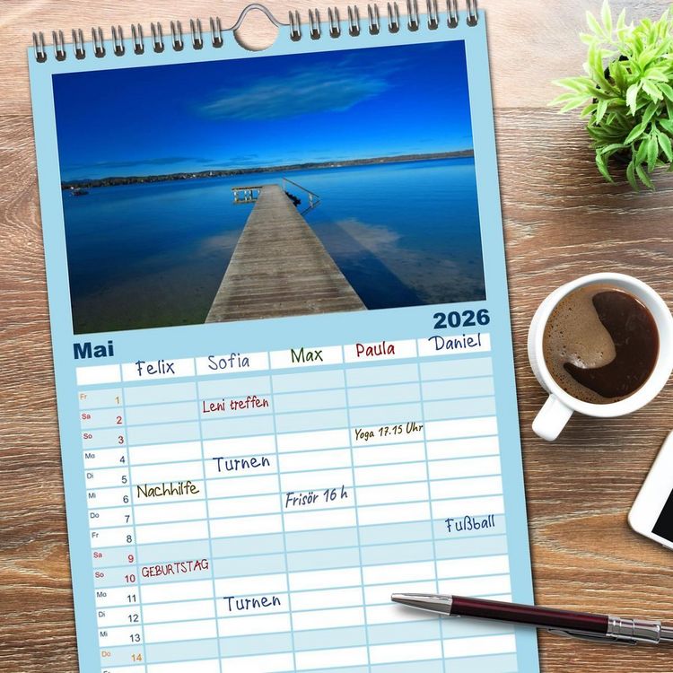 Produktbild: Familienplaner 2026 - Starnberger Seeblicke mit 5 Spalten (Wandkalender, 21 x 45 cm) CALVENDO