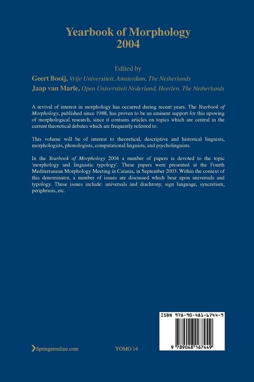 Produktbild: Yearbook of Morphology 2004
