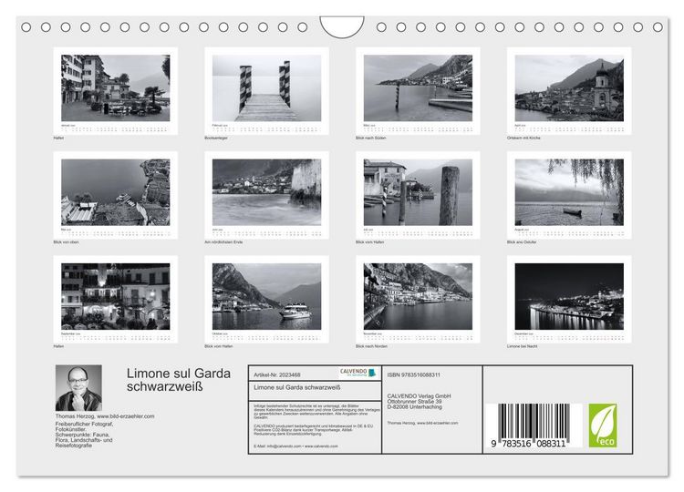 Produktbild: Limone sul Garda schwarzwei&szlig; (Wandkalender 2026 DIN A4 quer), CALVENDO Monatskalender