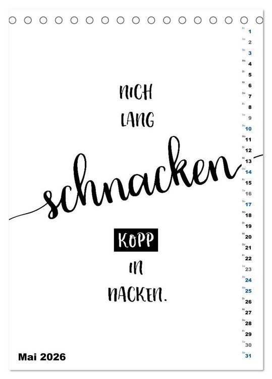 Produktbild: PLATT Typische Spr&uuml;che (Tischkalender 2026 DIN A5 hoch), CALVENDO Monatskalender