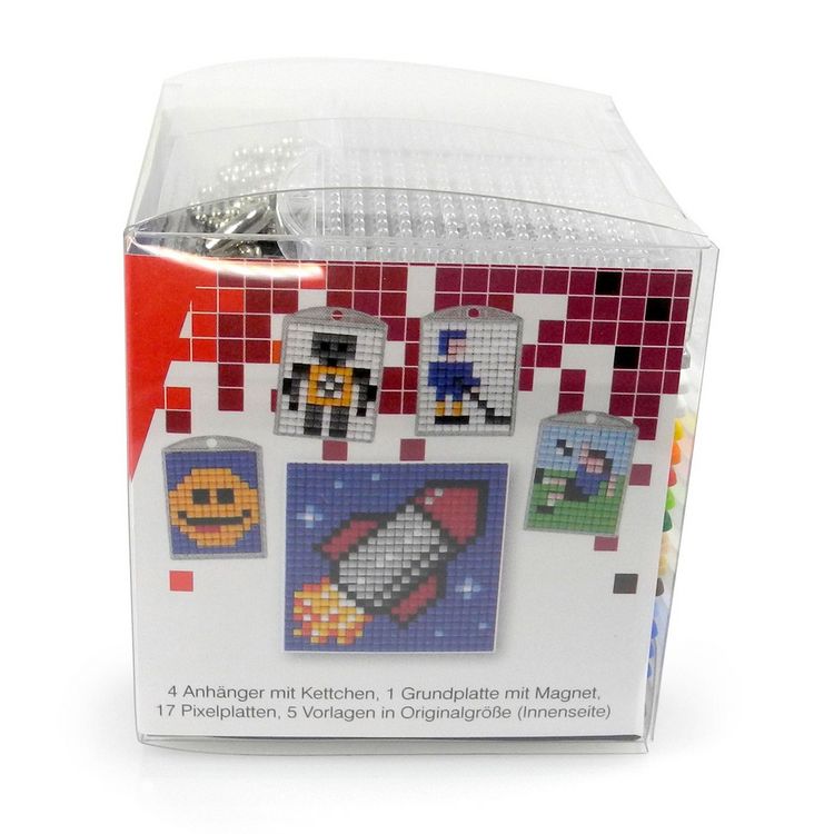 Produktbild: Pixel Bastelset 15 Smiley, Roboter, Eishockeyspieler, Fu&szlig;ballspieler, Rakete
