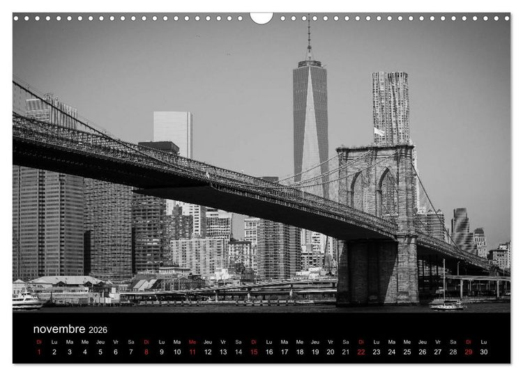 Produktbild: New York en noir et blanc (Calendrier mural 2026 DIN A3 vertical), CALVENDO calendrier mensuel