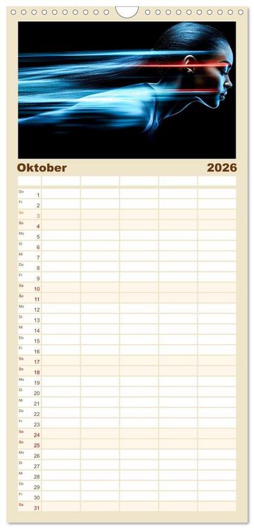 Produktbild: Familienplaner 2026 - Sport Art mit 5 Spalten (Wandkalender, 21 x 45 cm) CALVENDO