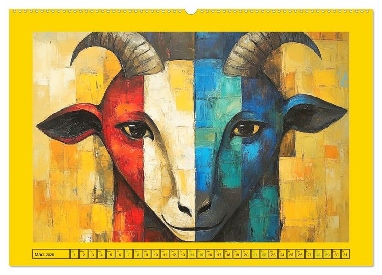 Produktbild: Abstrakte Eleganz. K&uuml;nstlerische Tiermotive in sch&ouml;nen Farben (Wandkalender 2026 DIN A2 quer), CALVENDO Monatskalender