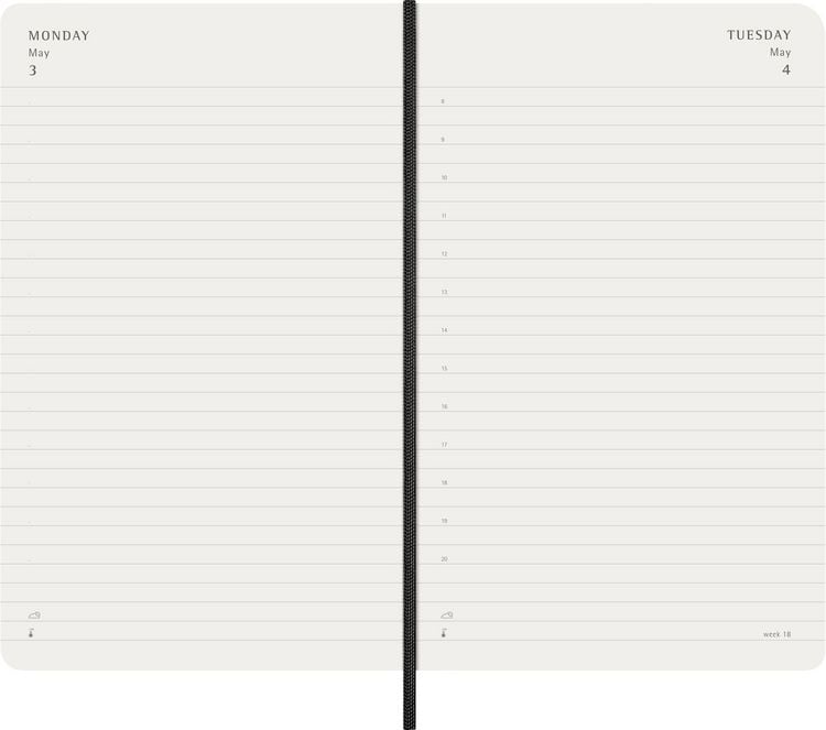 Produktbild: Moleskine 18 Monate Tagesnotizkalender 2026/2027, L/A5, 1 Tag = 1 Seite, Weicher Einband, Schwarz