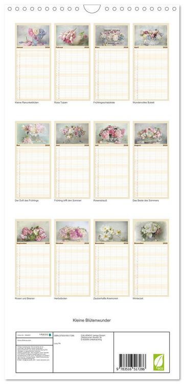 Produktbild: Familienplaner 2026 - Kleine Bl&uuml;tenwunder mit 5 Spalten (Wandkalender, 21 x 45 cm) CALVENDO