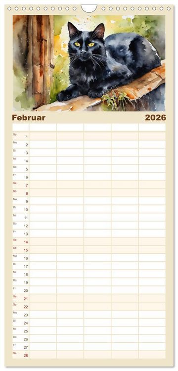 Produktbild: Familienplaner 2026 - Samtpfoten im Portrait mit 5 Spalten (Wandkalender, 21 x 45 cm) CALVENDO