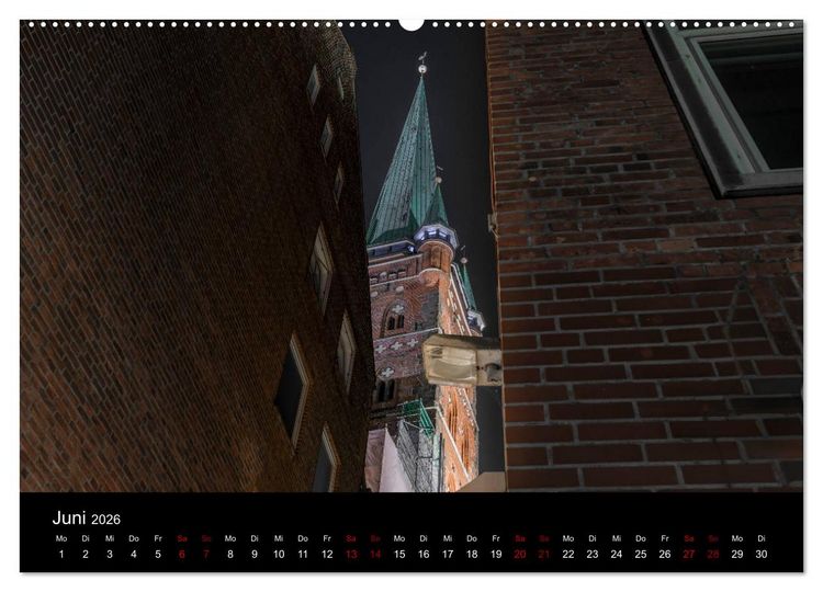 Produktbild: Eine Nacht in L&uuml;beck (hochwertiger Premium Wandkalender 2026 DIN A2 quer), Kunstdruck in Hochglanz
