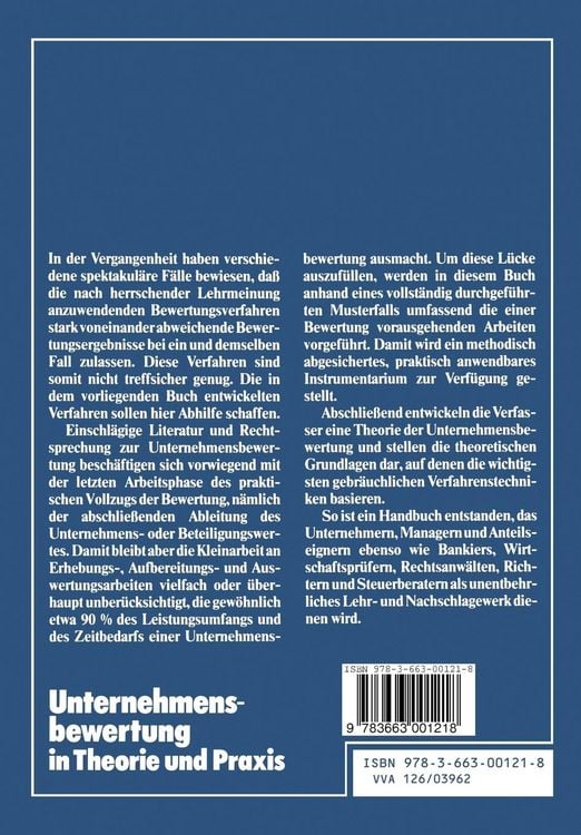 Produktbild: Unternehmensbewertung in Theorie und Praxis