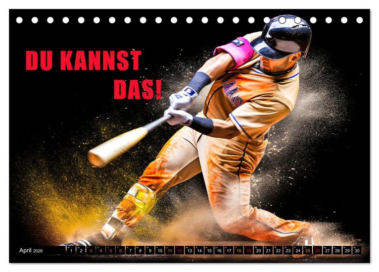 Produktbild: Baseball und Motivation (Tischkalender 2026 DIN A5 quer), CALVENDO Monatskalender