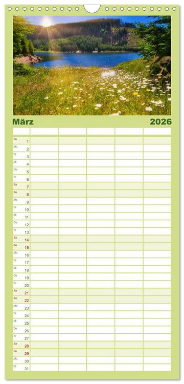 Produktbild: Familienplaner 2026 - Gew&auml;sser in S&uuml;dth&uuml;ringen mit 5 Spalten (Wandkalender, 21 x 45 cm) CALVENDO