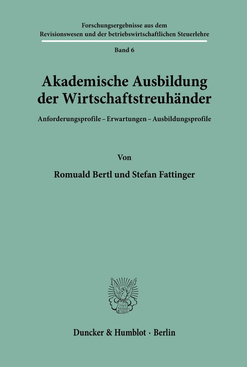 Produktbild: Akademische Ausbildung der Wirtschaftstreuh&auml;nder.