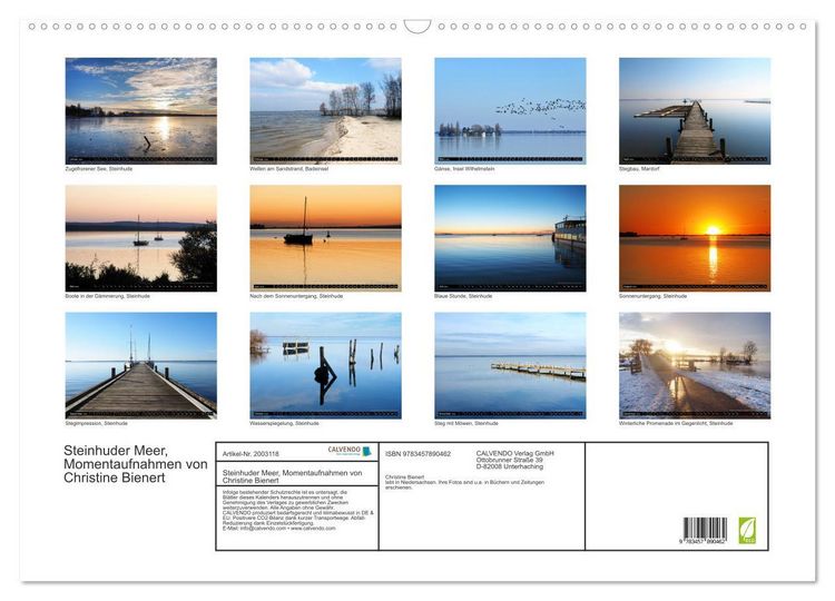 Produktbild: Steinhuder Meer, Momentaufnahmen von Christine Bienert (Wandkalender 2026 DIN A2 quer), CALVENDO Monatskalender