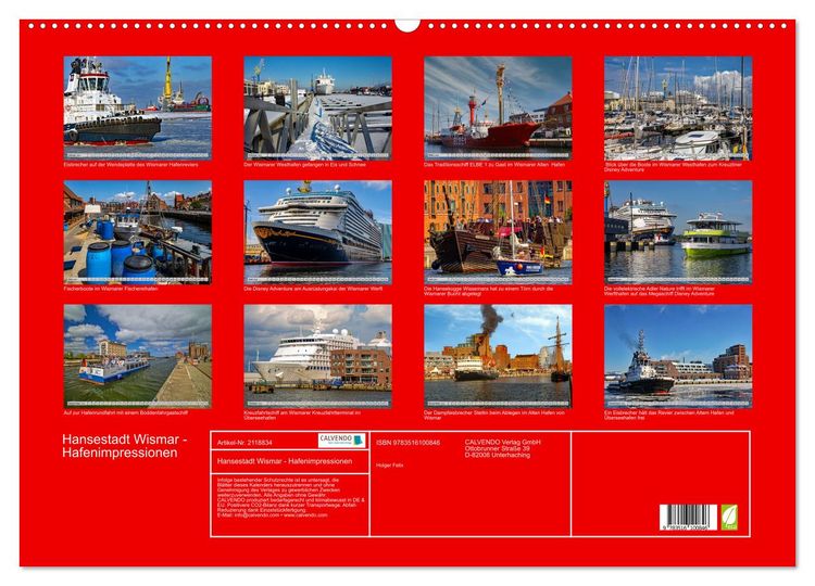 Produktbild: Hansestadt Wismar - Hafenimpressionen (Wandkalender 2026 DIN A2 quer), CALVENDO Monatskalender