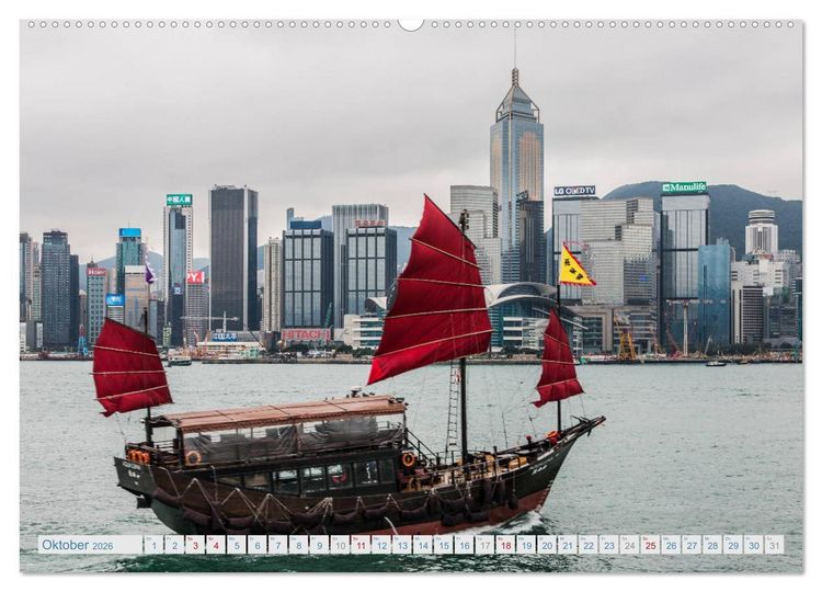 Produktbild: HONGKONG Skyline und Stadtleben (hochwertiger Premium Wandkalender 2026 DIN A2 quer), Kunstdruck in Hochglanz