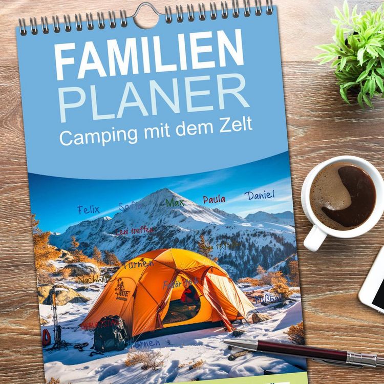 Produktbild: Familienplaner 2026 - Camping mit dem Zelt mit 5 Spalten (Wandkalender, 21 x 45 cm) CALVENDO