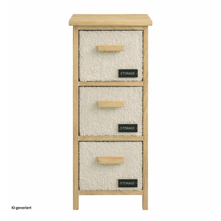Produktbild: HTI-Living Kommode Melia schmal mit 3 Pl&uuml;sch-Schubladen Kommode Melia schmal mit 3 Pl&uuml;sch-Schubladen
