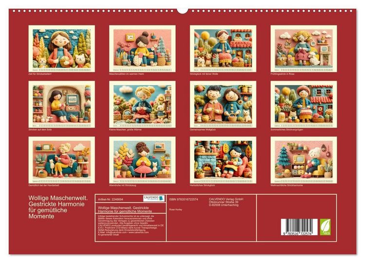 Produktbild: Wollige Maschenwelt. Gestrickte Harmonie f&uuml;r gem&uuml;tliche Momente (hochwertiger Premium Wandkalender 2026 DIN A2 quer), Kunstdruck in Hochglanz