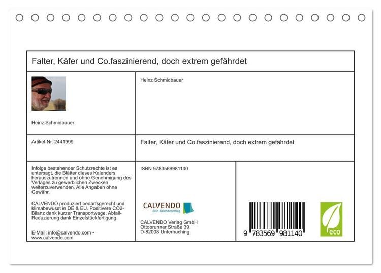 Produktbild: Falter, K&auml;fer und Co.faszinierend, doch extrem gef&auml;hrdet (Tischkalender 2027 DIN A5 quer), CALVENDO Monatskalender