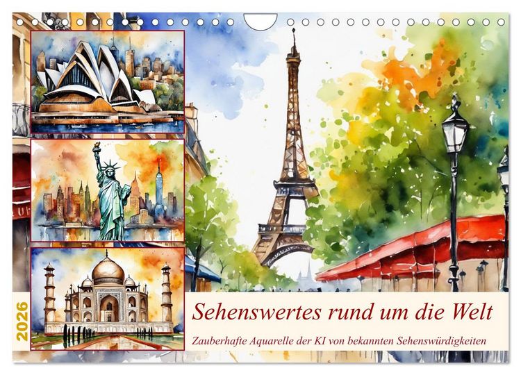 Produktbild: Sehenswertes rund um die Welt (Wandkalender 2026 DIN A4 quer), CALVENDO Monatskalender