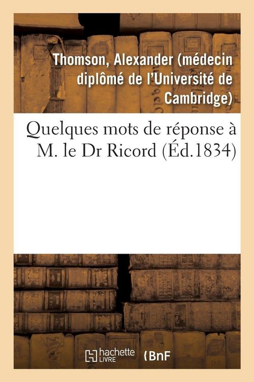 Produktbild: Quelques mots de r&eacute;ponse &agrave; M. le Dr Ricord
