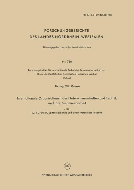 Produktbild: Internationale Organisationen der Naturwissenschaften und Technik und ihre Zusammenarbeit