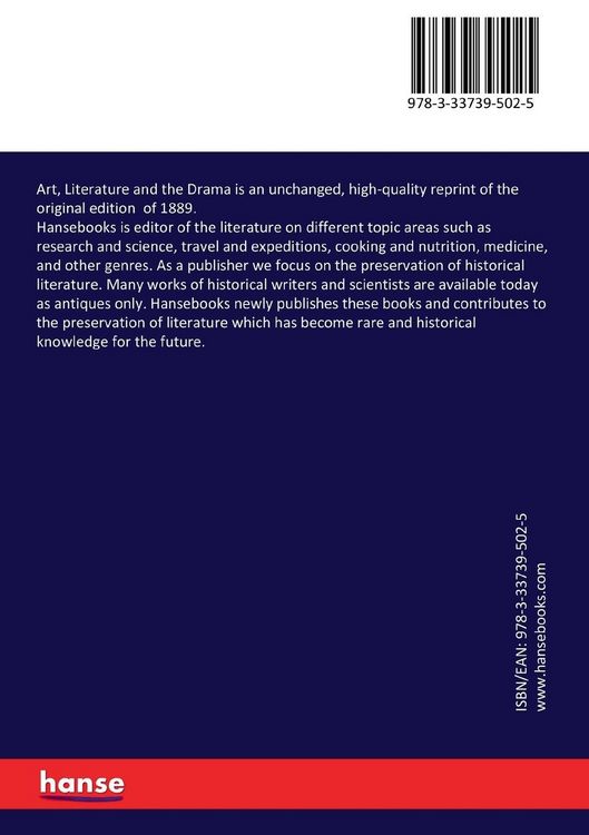 Produktbild: Art, Literature and the Drama