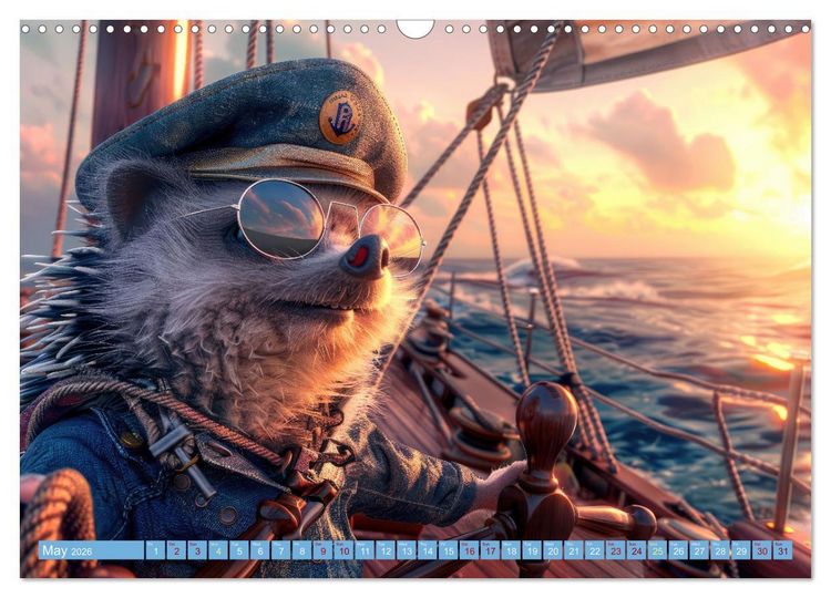 Produktbild: Funny animals as a captain on a boat (Wall Calendar 2026 DIN A3 landscape), CALVENDO 12 Month Wall Calendar
