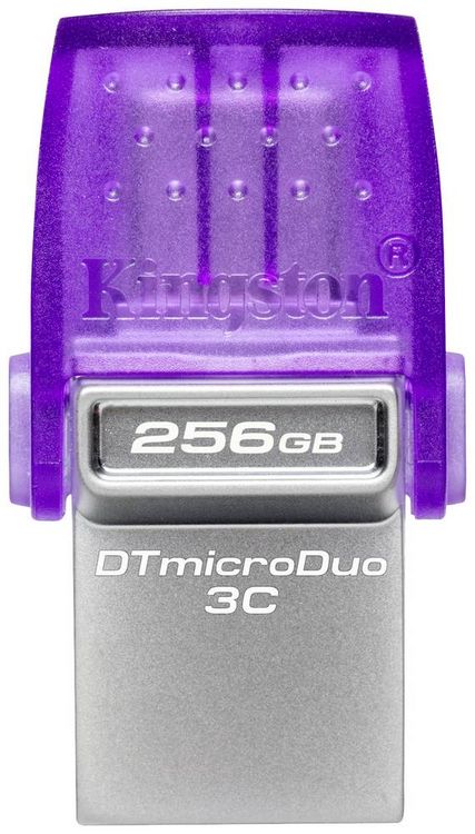 Produktbild: Kingston DataTraveler microDuo 3C USB-Stick Retail 256 GB Edelstahl, Violett DTDUO3CG3/256GB USB-A (USB 3.2 Gen 1), USB-C&reg;