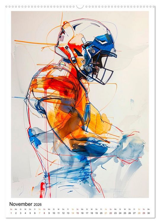 Produktbild: American Football - tolle Momente (hochwertiger Premium Wandkalender 2026 DIN A2 hoch), Kunstdruck in Hochglanz