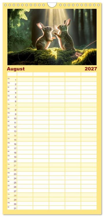 Produktbild: Familienplaner 2027 - Putzige Tierwelt - gemeinsam die Welt entdecken mit 5 Spalten (Wandkalender, 21 x 45 cm) CALVENDO