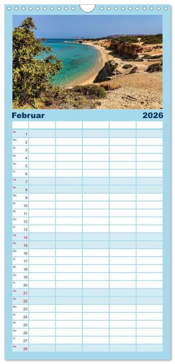 Produktbild: Familienplaner 2026 - Die Insel Naxos - Ein Traum in blau und wei&szlig; mit 5 Spalten (Wandkalender, 21 x 45 cm) CALVENDO