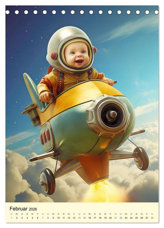 Produktbild: Raketenbabies - Humoristische KI-Bilder (Tischkalender 2026 DIN A5 hoch), CALVENDO Monatskalender