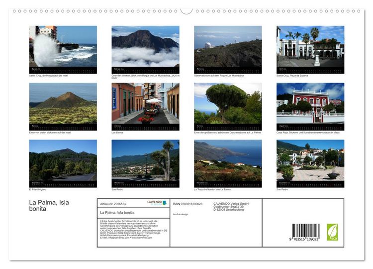 Produktbild: La Palma, Isla bonita (hochwertiger Premium Wandkalender 2026 DIN A2 quer), Kunstdruck in Hochglanz