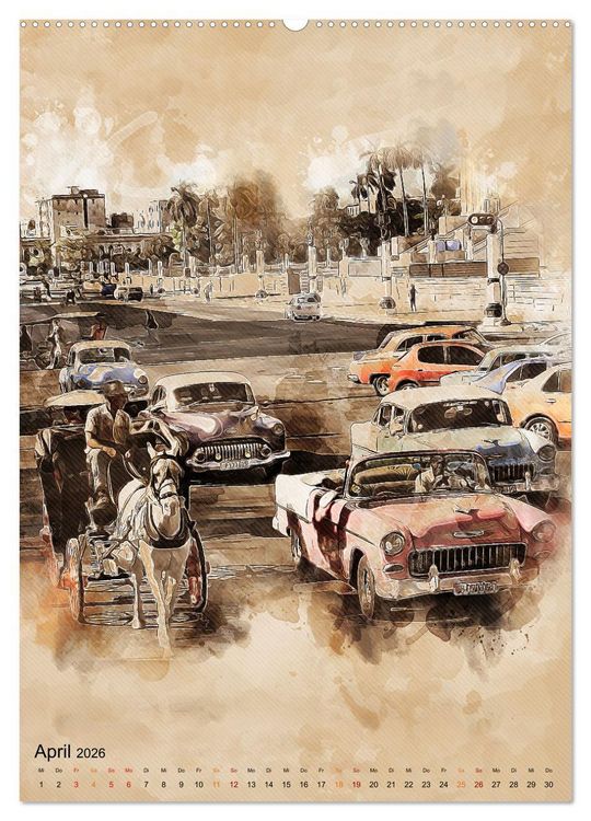 Produktbild: Cuba Retro Kalender (Wandkalender 2026 DIN A2 hoch), CALVENDO Monatskalender