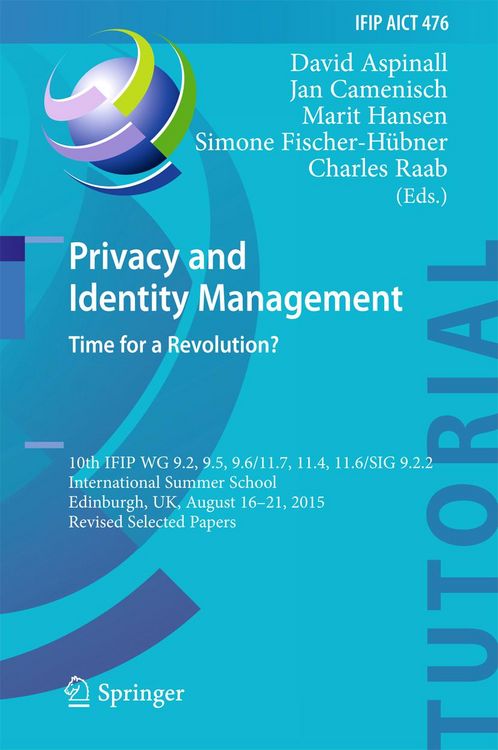 Produktbild: Privacy and Identity Management. Time for a Revolution?