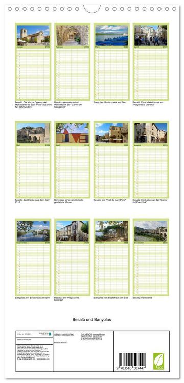 Produktbild: Familienplaner 2026 - Besal&uacute; und Banyolas mit 5 Spalten (Wandkalender, 21 x 45 cm) CALVENDO