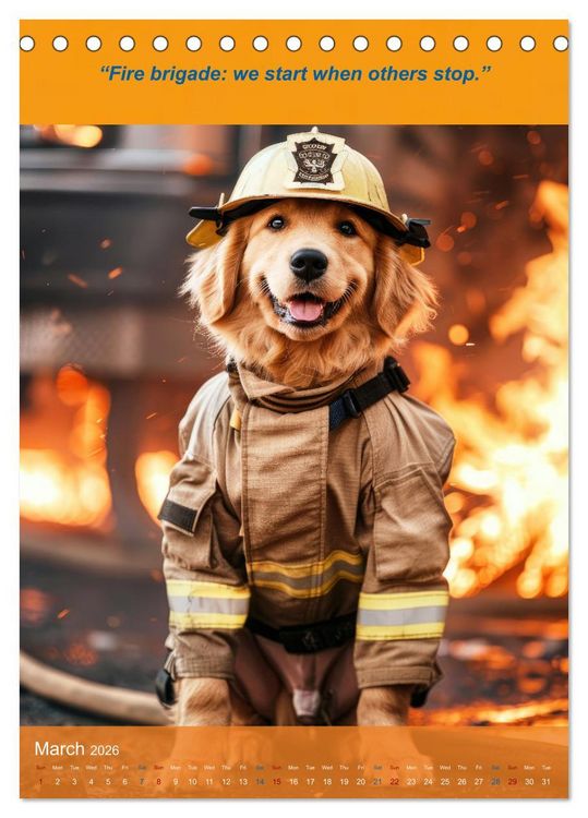 Produktbild: The beastly funny firefighters (Desk Calendar 2026 DIN A5 portrait), CALVENDO 12 Month DeskCalendar