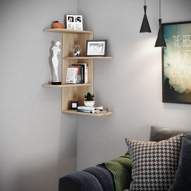 Produktbild: Holz Wandregal H&auml;ngeregal Eckregal Regal Balos