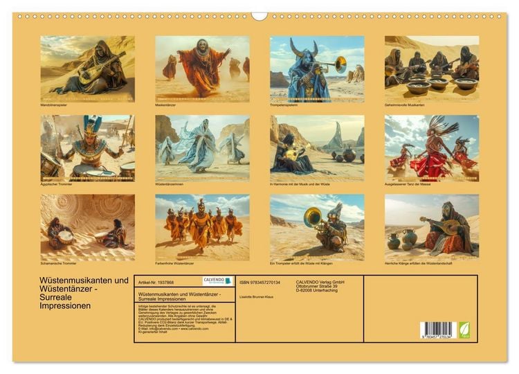 Produktbild: W&uuml;stenmusikanten und W&uuml;stent&auml;nzer - Surreale Impressionen (Wandkalender 2026 DIN A2 quer), CALVENDO Monatskalender