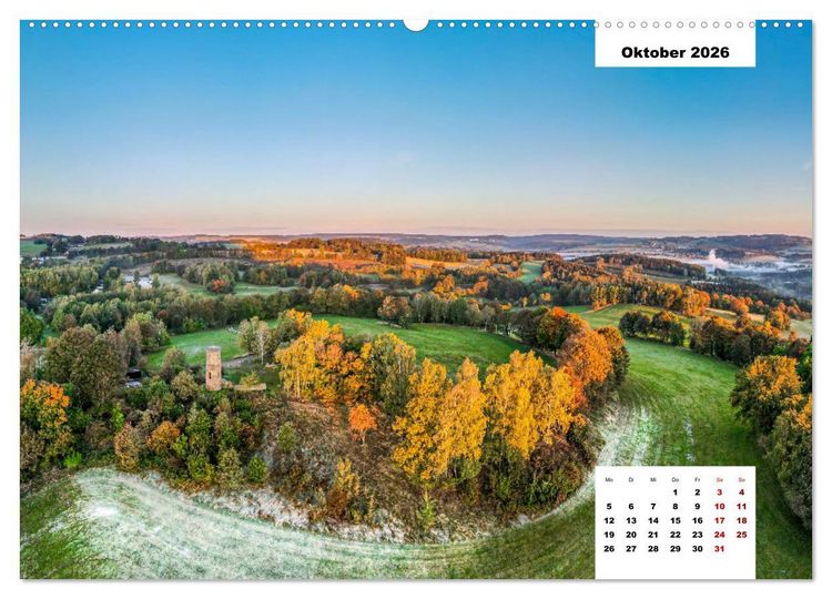 Produktbild: Unser Erzgebirge von oben (hochwertiger Premium Wandkalender 2026 DIN A2 quer), Kunstdruck in Hochglanz