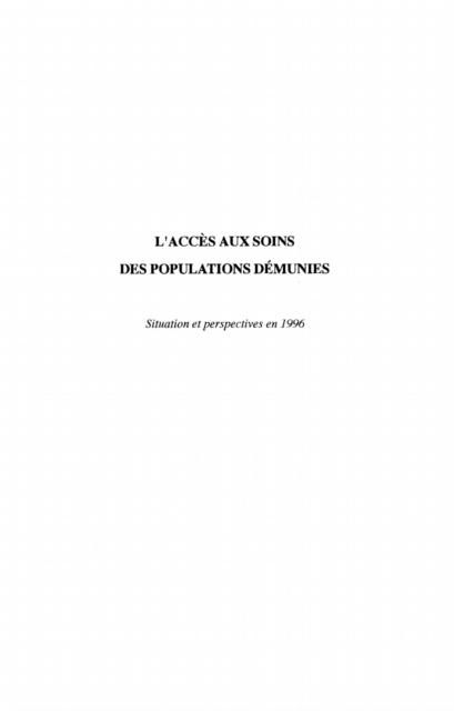 Produktbild: L'acces Aux Soins des Populations Demunies