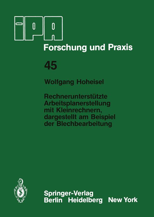 Produktbild: Rechnerunterst&uuml;tzte Arbeitsplanerstellung mit Kleinrechnern, dargestellt am Beispiel der Blechbearbeitung