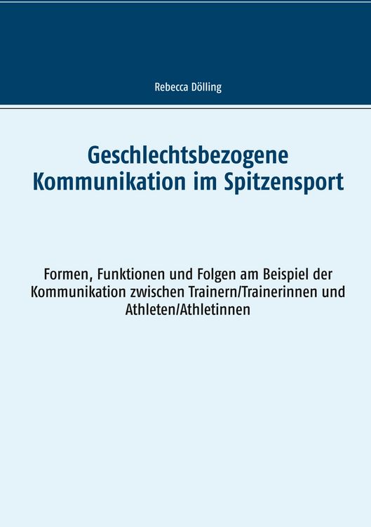 Produktbild: Geschlechtsbezogene Kommunikation im Spitzensport