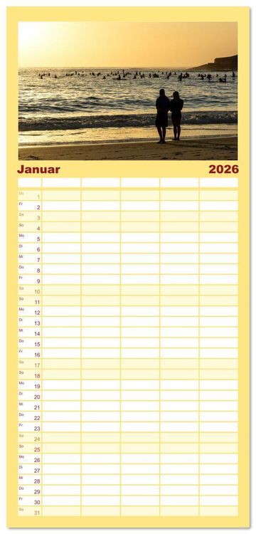 Produktbild: Familienplaner 2026 - An Rio's Str&auml;nden mit 5 Spalten (Wandkalender, 21 x 45 cm) CALVENDO