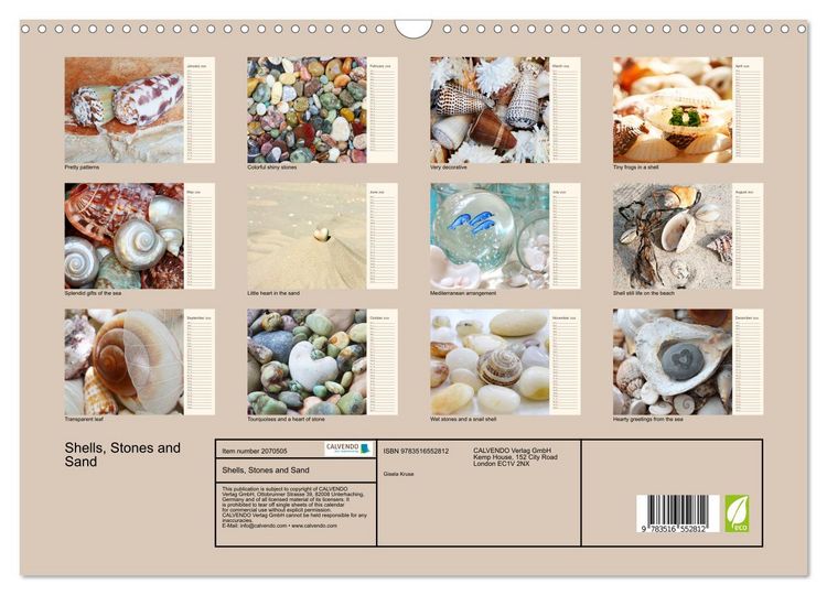 Produktbild: Shells, Stones and Sand (Wall Calendar 2026 DIN A3 landscape), CALVENDO 12 Month Wall Calendar